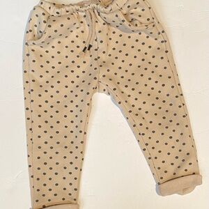 Zara Beige Jogger Pants with Black Polka Dots